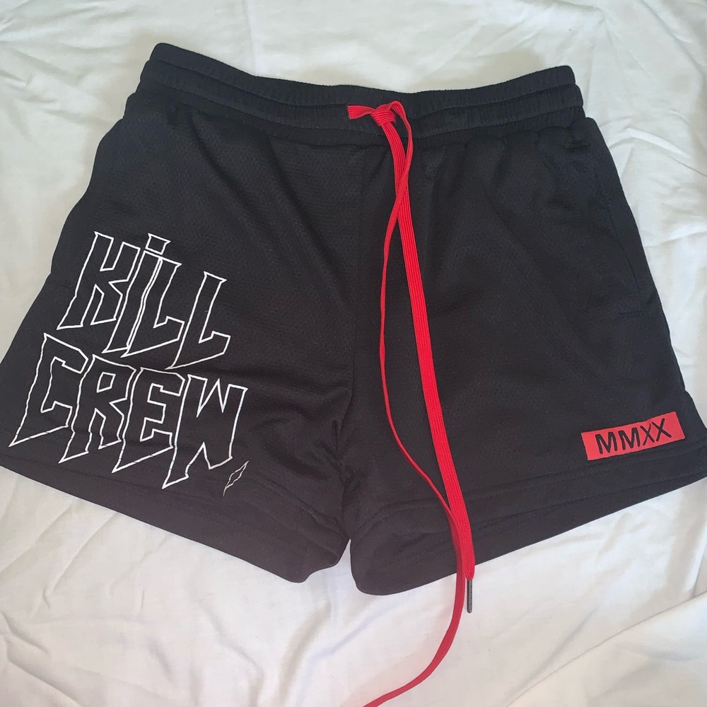 kill crew muay thai shorts black